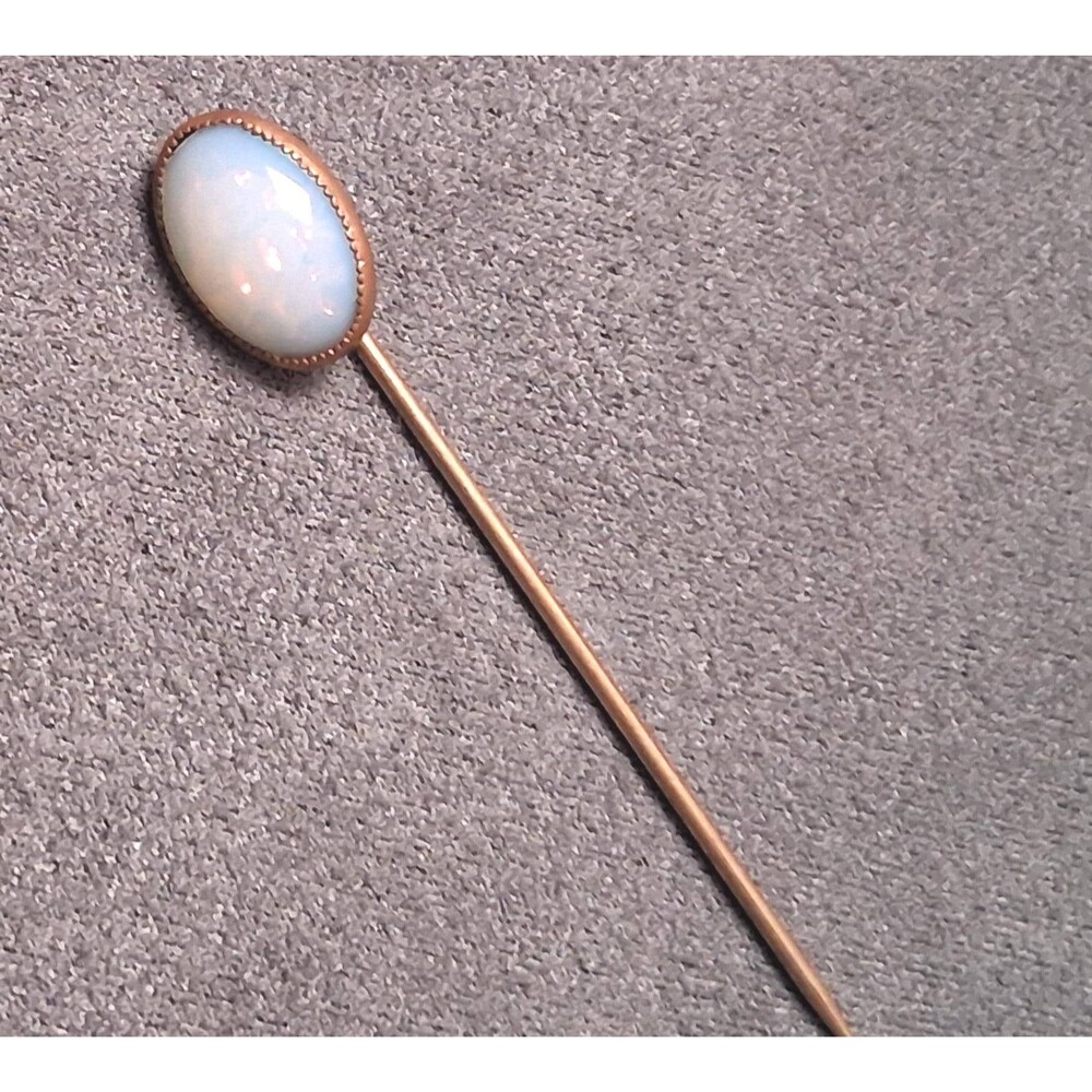 Vintage Opal Glass Stickpin Foil Glass